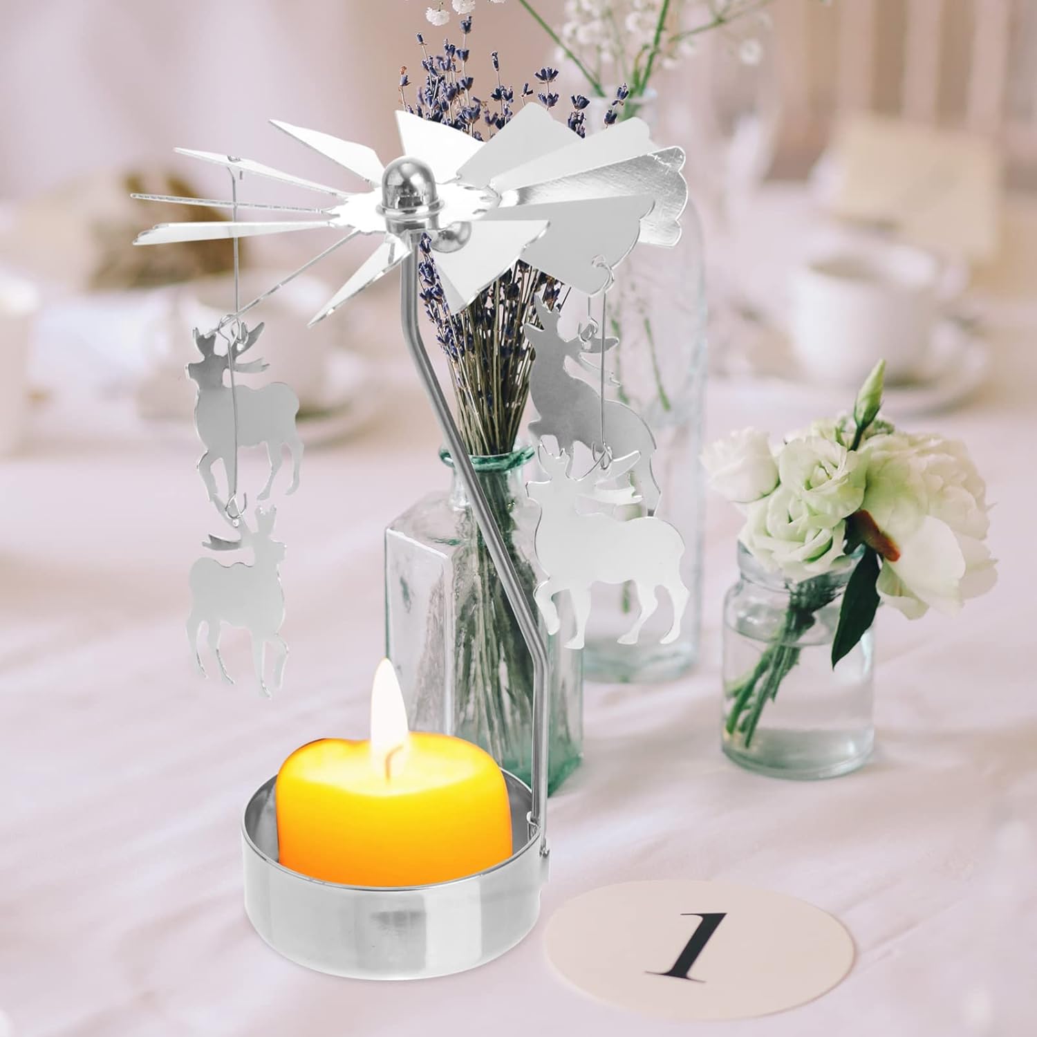 IMIKEYA 3pcs Rotating Candle Holders for Christmas Desk