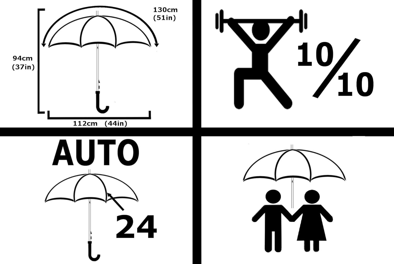 60MPH Windproof 24 Rib XL Golf Umbrella