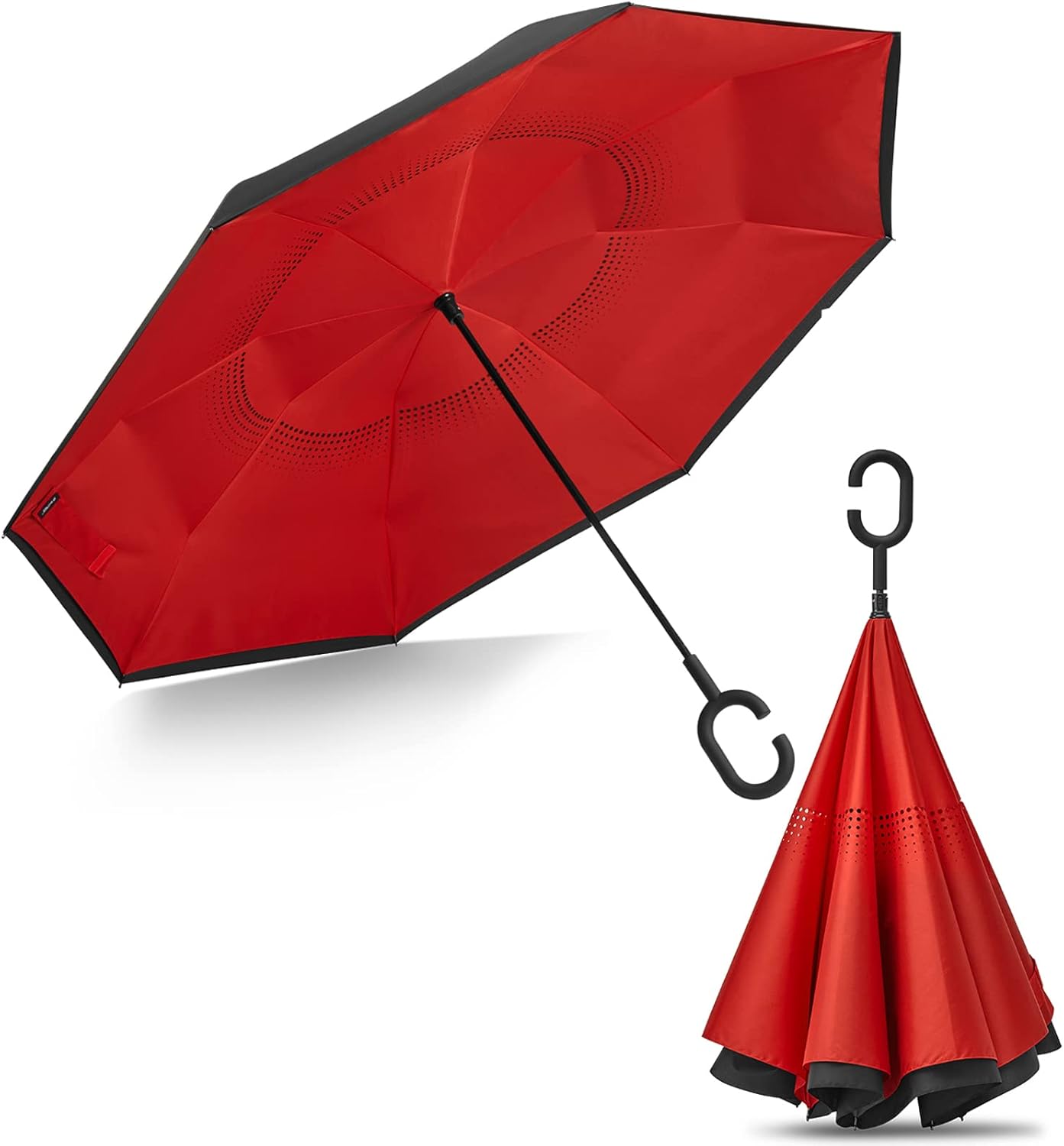 G4Free 62 Inch Reverse Folding Umbrella with C-Handle