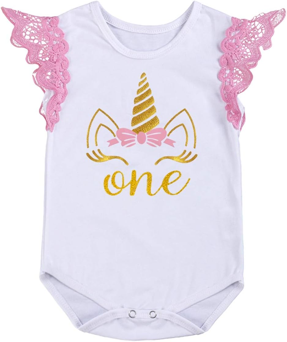 NEWEPIE Rainbow Unicorn 1st Birthday Costume Set