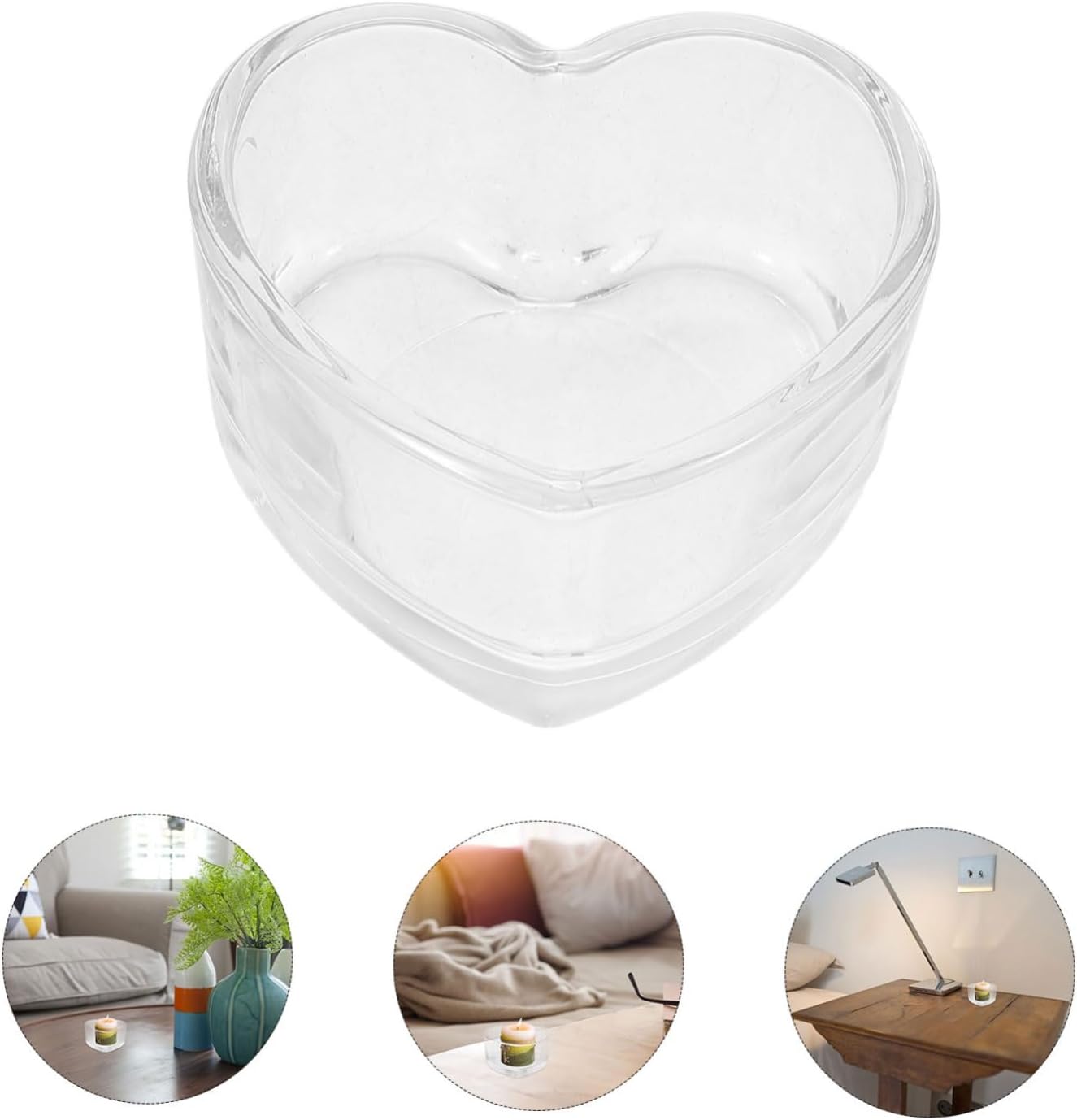 Glass Heart Shaped Tea Light Holder Elegant Decor