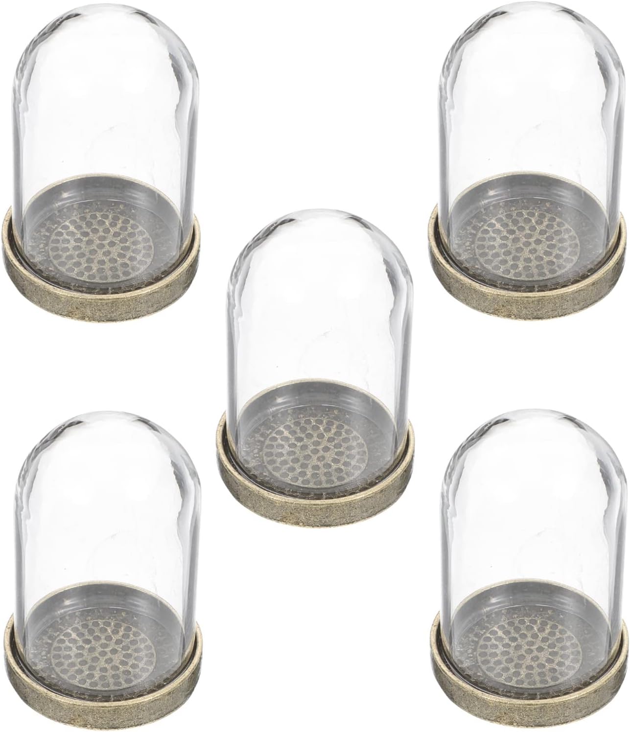 ARTIBETTER 5-Piece Clear Glass Dome Cloche with Brass Base 1