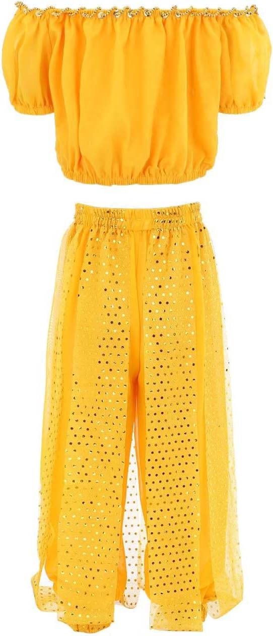 Girls Belly Dancer Handmade Chiffon Dance Outfit Set