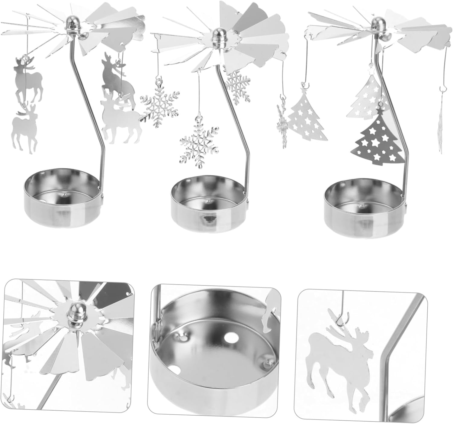 GRIRIW Rotating Snowflake Candle Holder