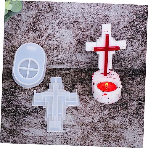 Housoutil 1Set Cross Shape Silicone Candle Stick Holder for Candle Making