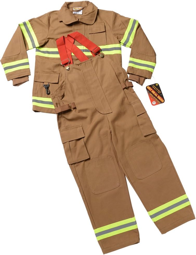 Aeromax Jr Fire Fighter Suit Tan Size 1214
