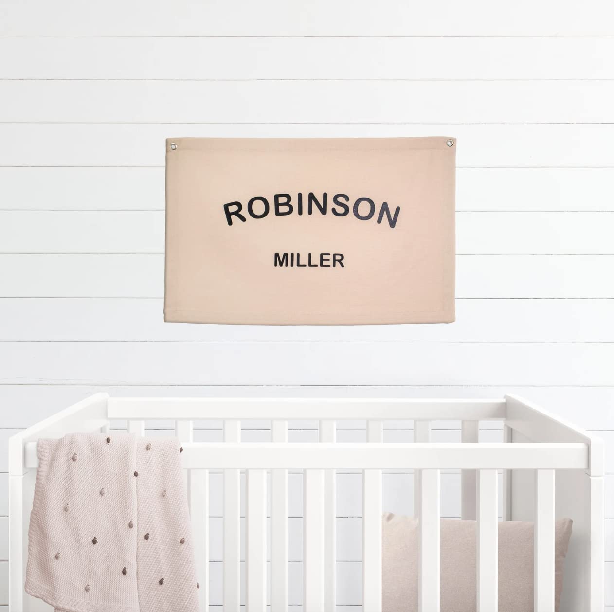 Personalized Baby Name Canvas Flag Boho Nursery Wall Art