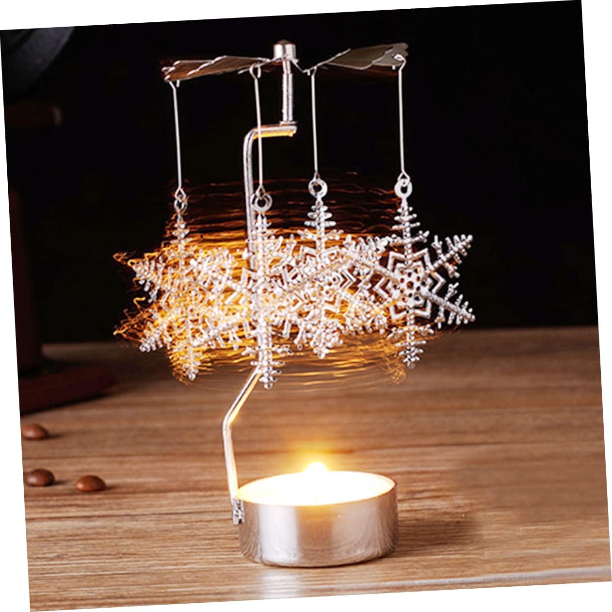 VOSAREA Rotating Snowflake Candle Holder for Holiday Decor