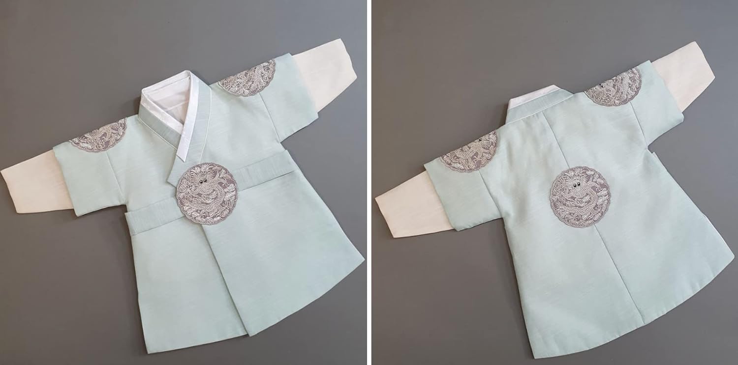 Korean Mint Boy Hanbok for 100 Days to 10 Years Old