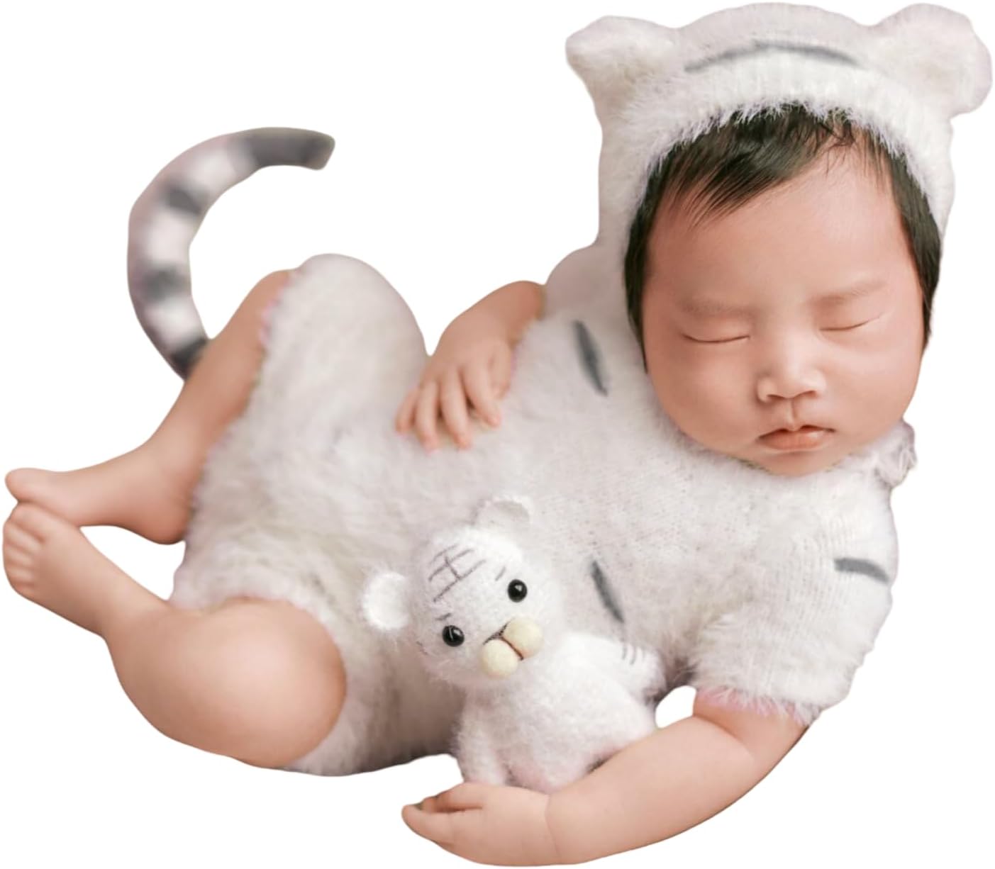 Vemonllas Newborn Photo Props Girl Boy Tiger Hat Romper 1