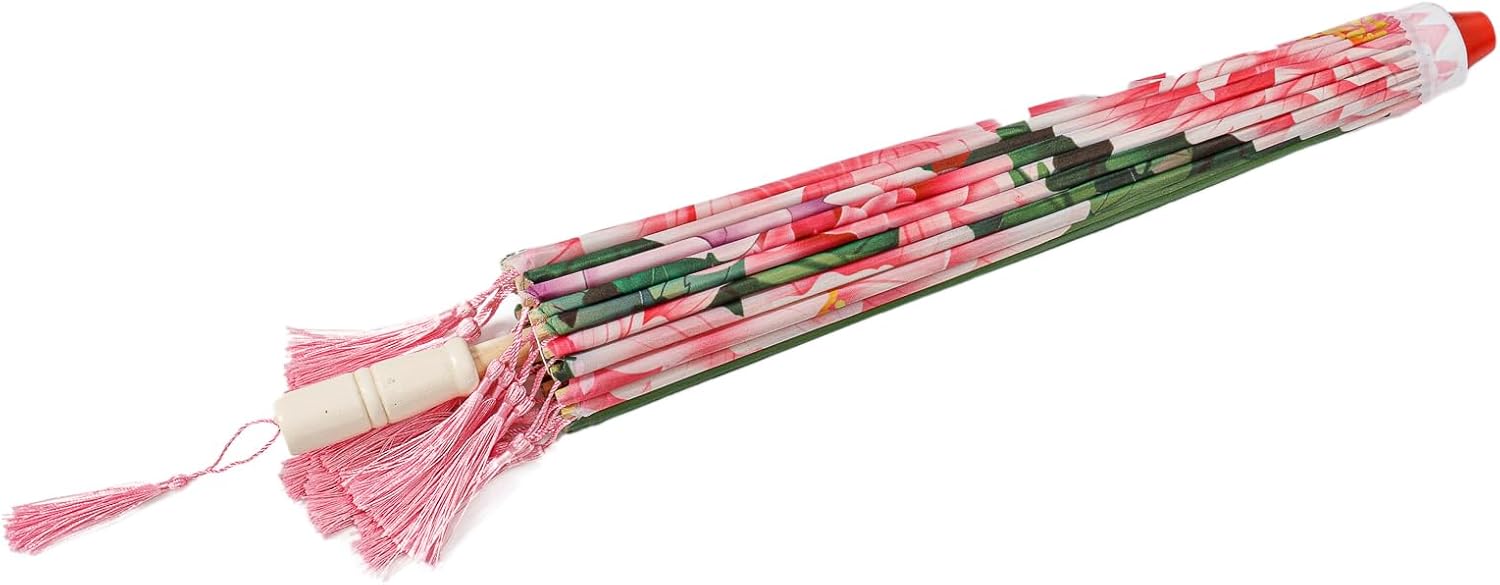 THY COLLECTIBLES 22 Silk Parasol with Tassels for Events