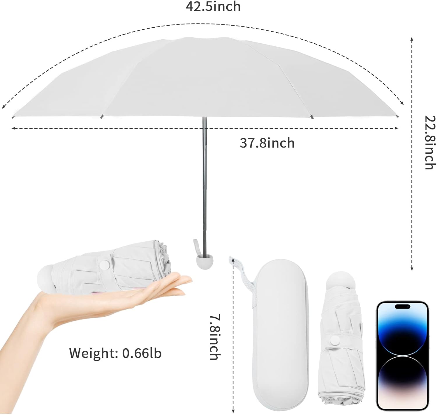 Kavoilauri Mini Folding Pocket Umbrella with Case