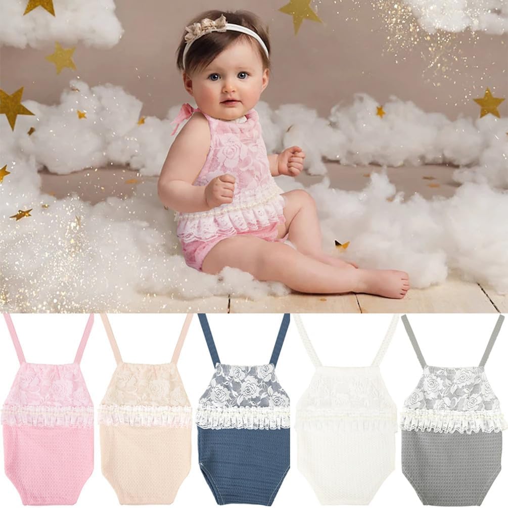 Vomdrok Newborn Baby Girl Photo Costume Headband Romper Set