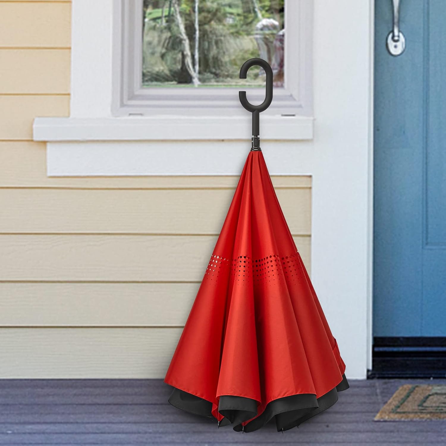 G4Free 62 Inch Reverse Folding Umbrella with C-Handle