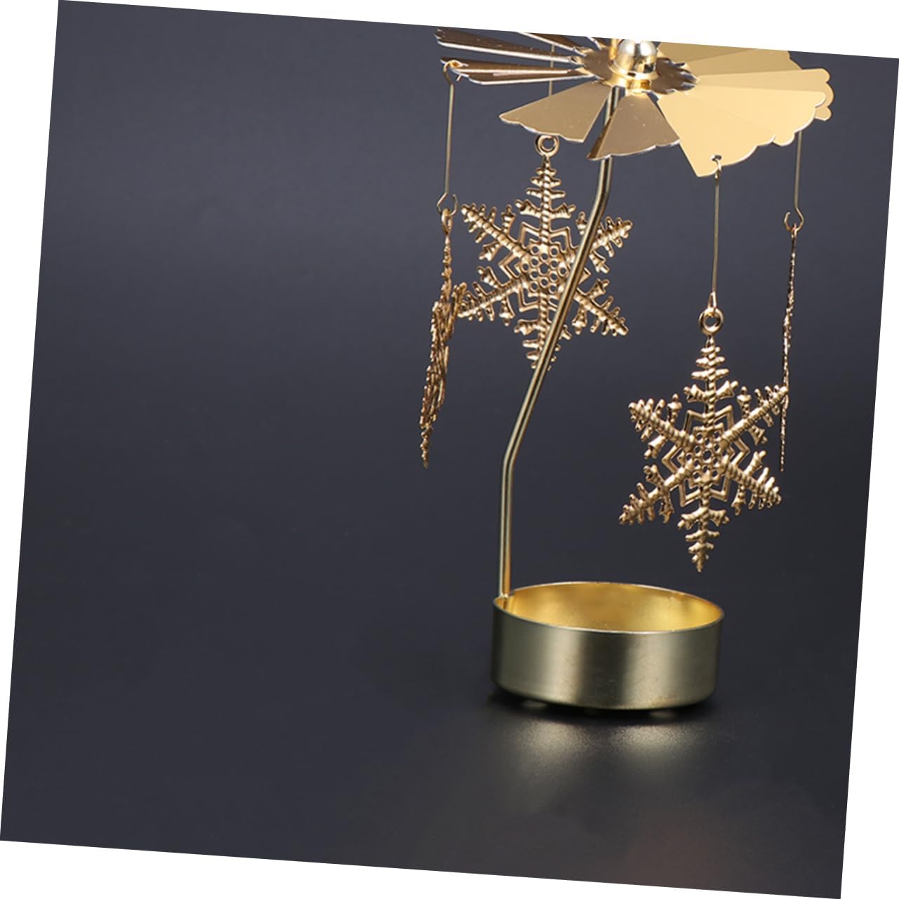PRETYZOOM Rotating Windmill Tea Light Holder with Snowflake Design