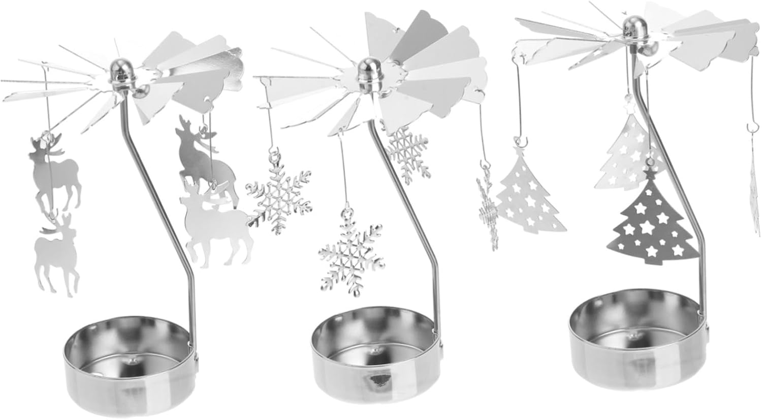 Rotating Metal Snowflake Candle Holder for Christmas Decor