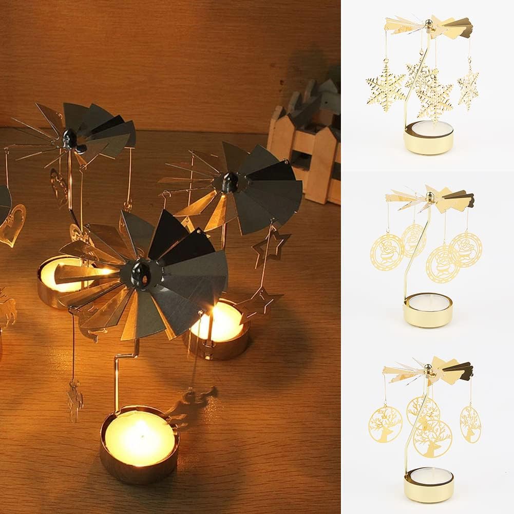 Surakey Gold Spinning Tea Light Candle Holder