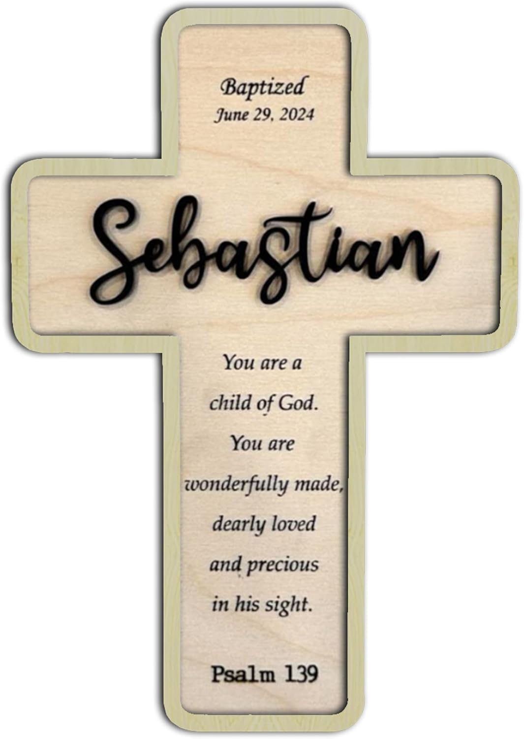 Personalized Baptism Cross Wooden Sign A6