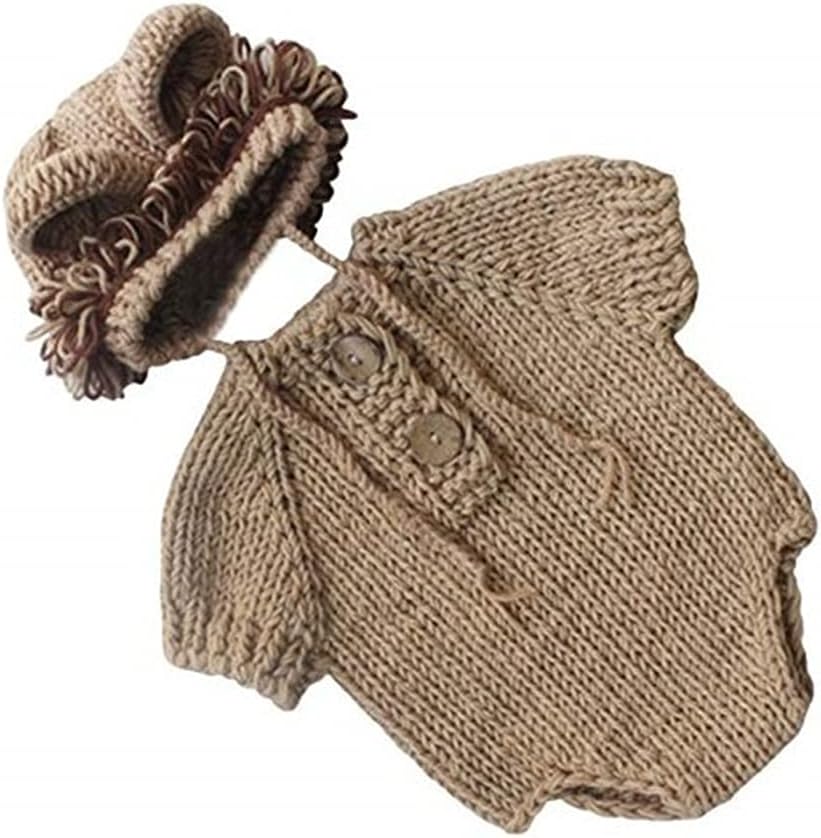 Vomdrok Newborn Lion Hat Costume for 0-3 Months Baby