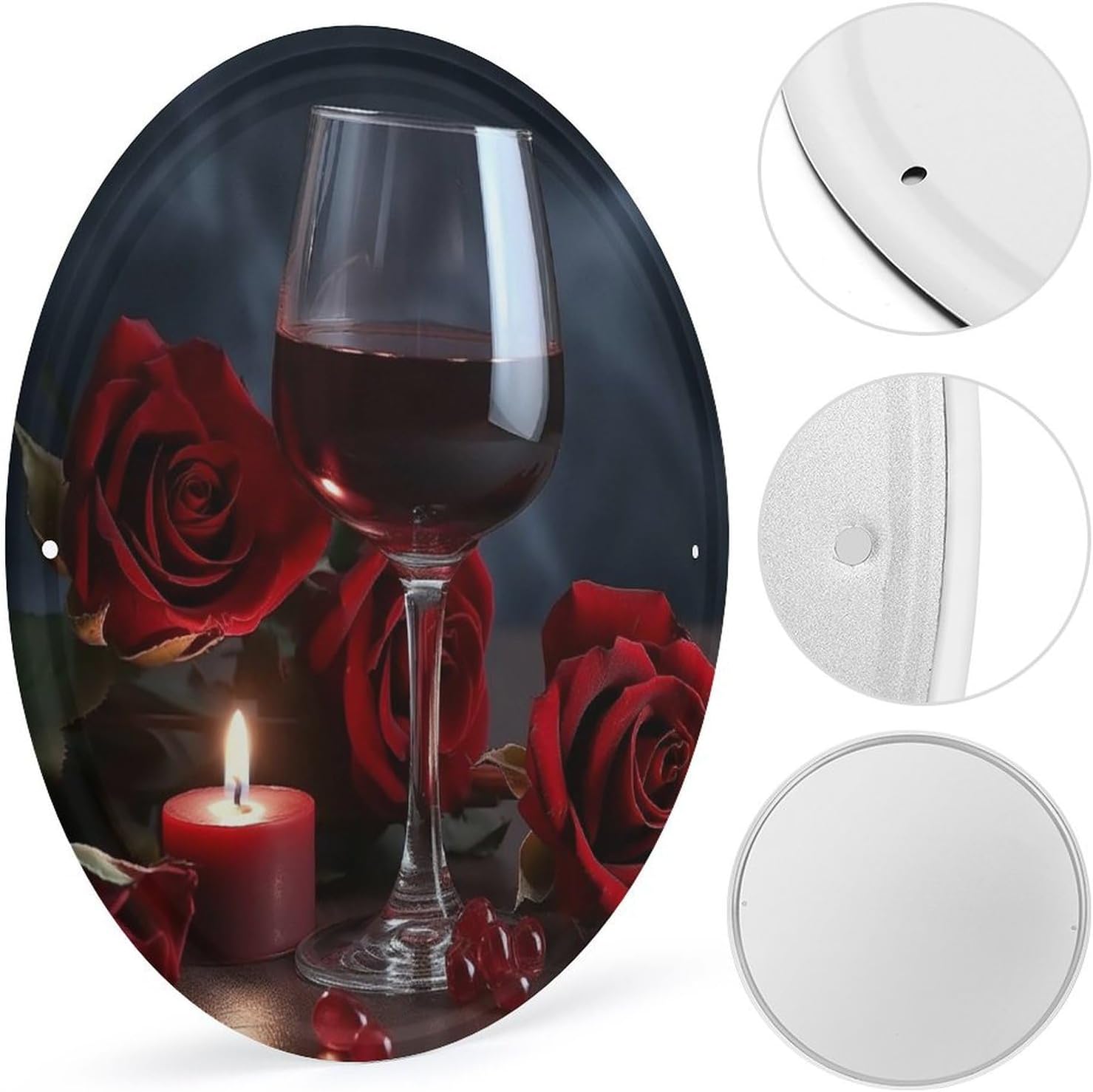 Red Wine Rose And Candle Wall Art Decor 1
