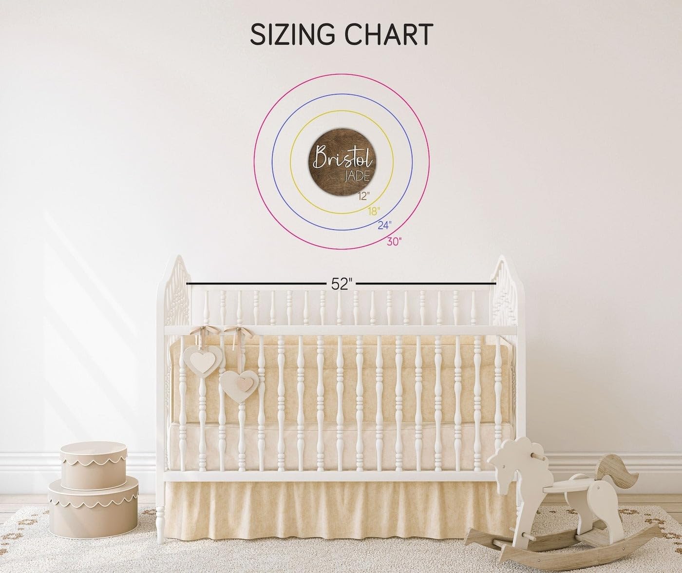 Custom Round Name Sign Personalized Wooden Wall Art for Baby Room
