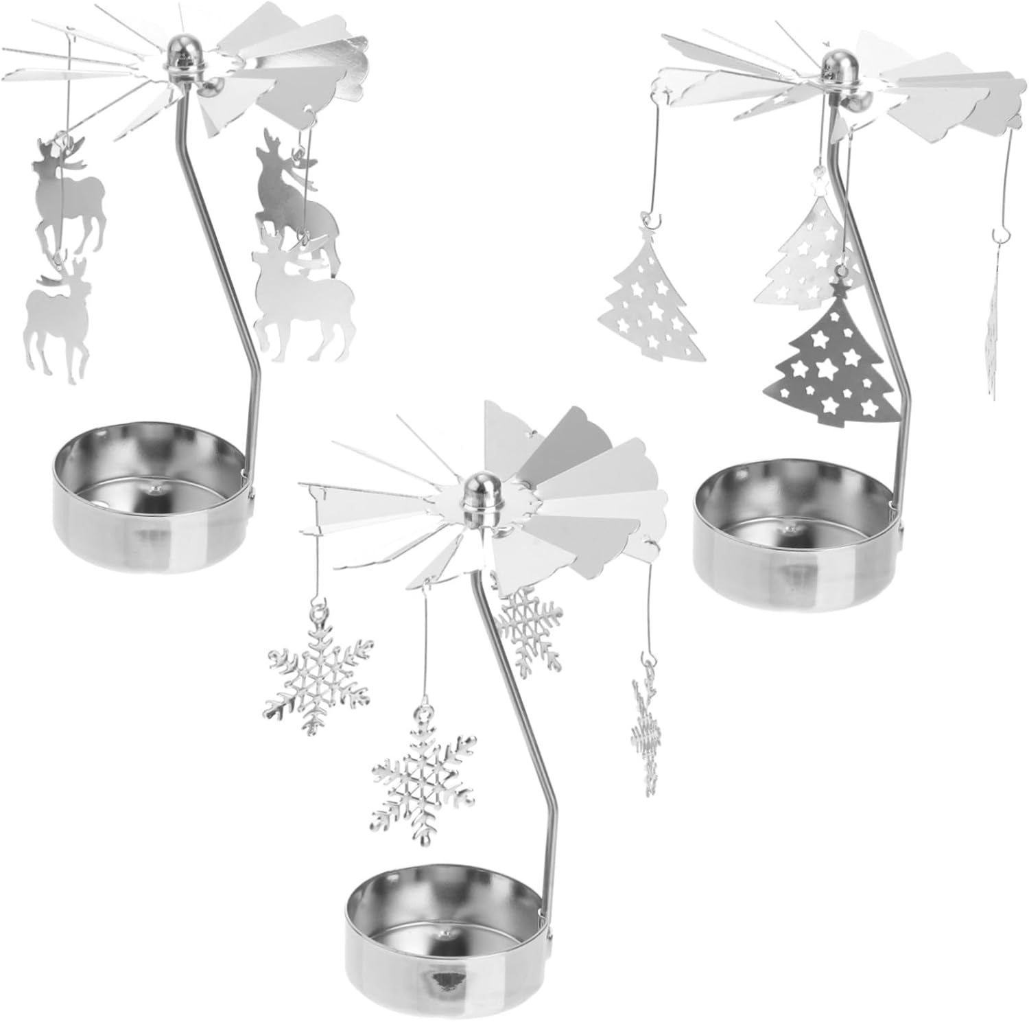 GRIRIW Rotating Snowflake Candle Holder