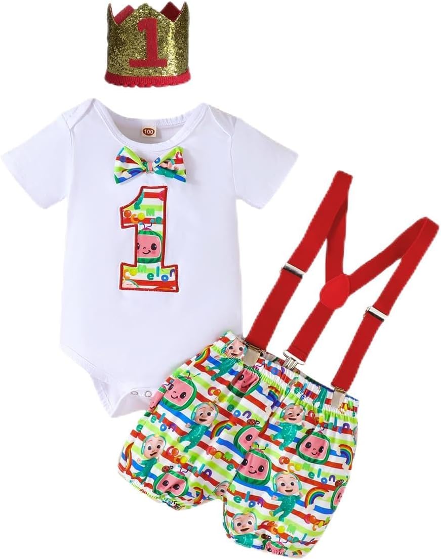 Baby Boy Dinosaur Themed Cake Smash Romper Set 1