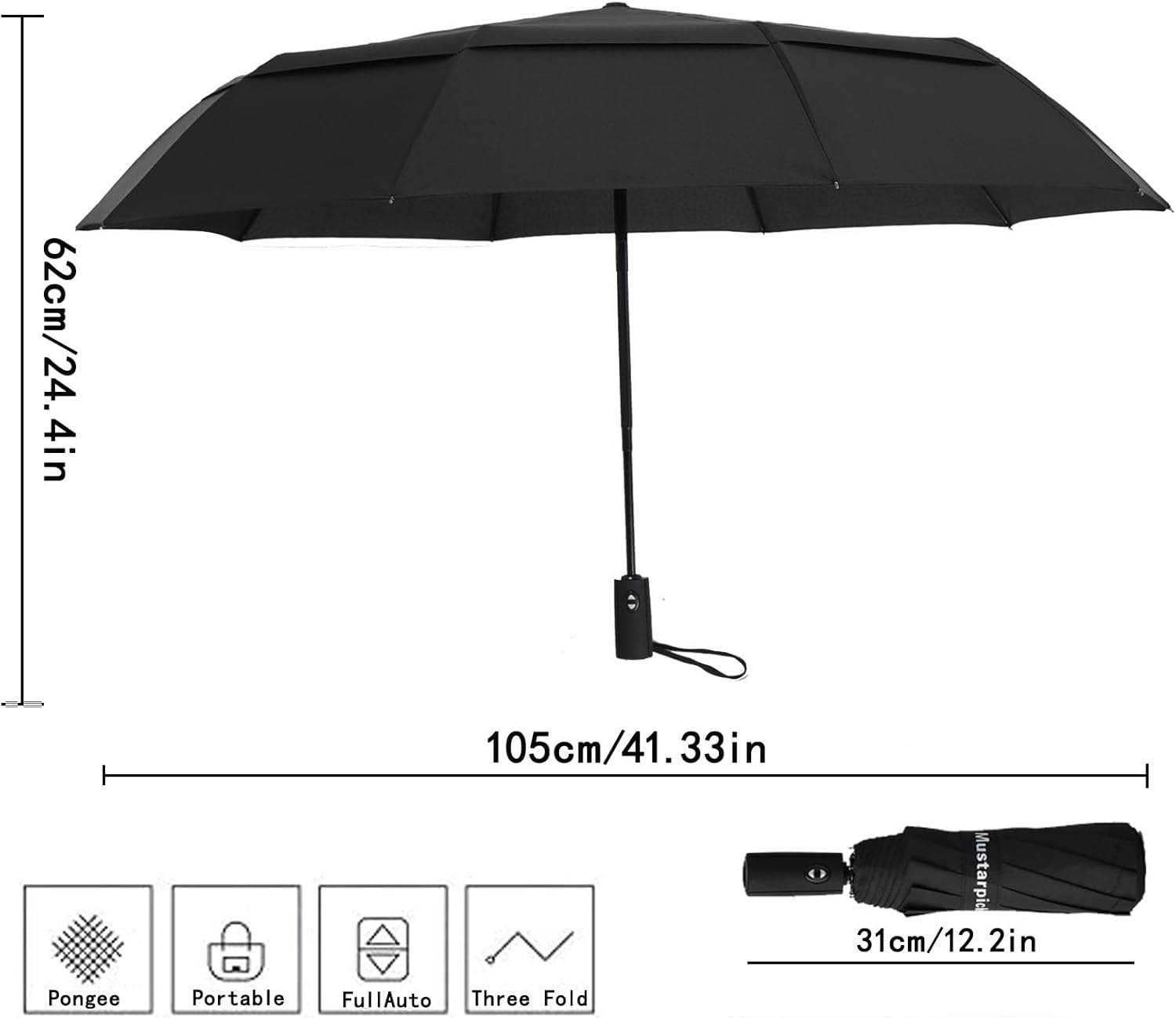 Windproof Travel Umbrella - Automatic Compact