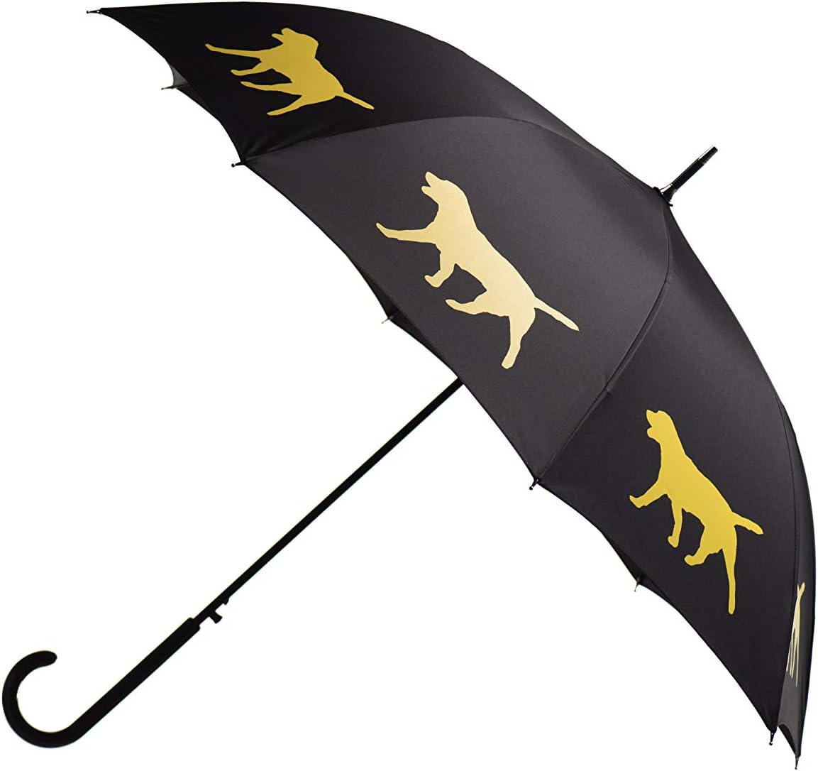 Premium Labrador Retriever Rain Umbrella - Yellow on Black