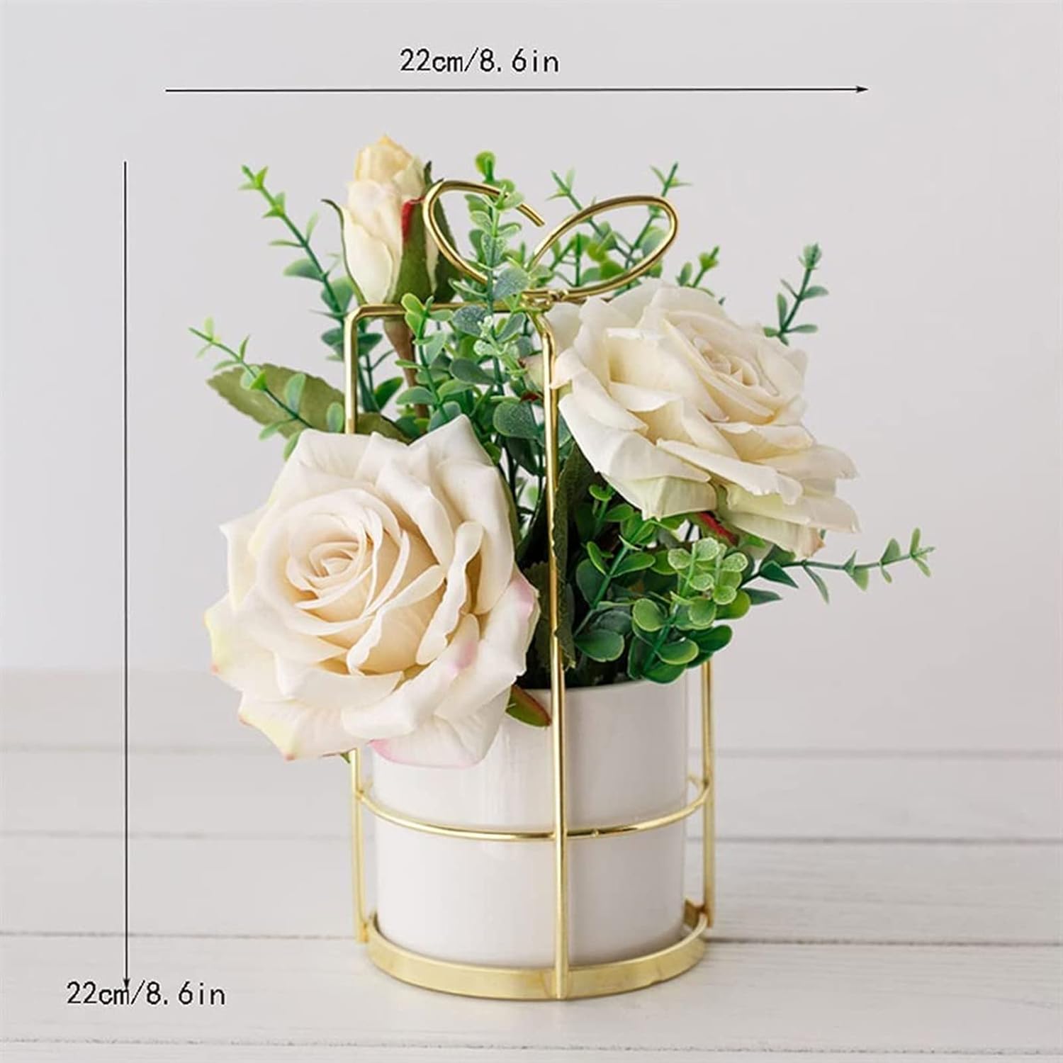 NDRFAWY Artificial Rose Indoor Decor with Ceramic Vase