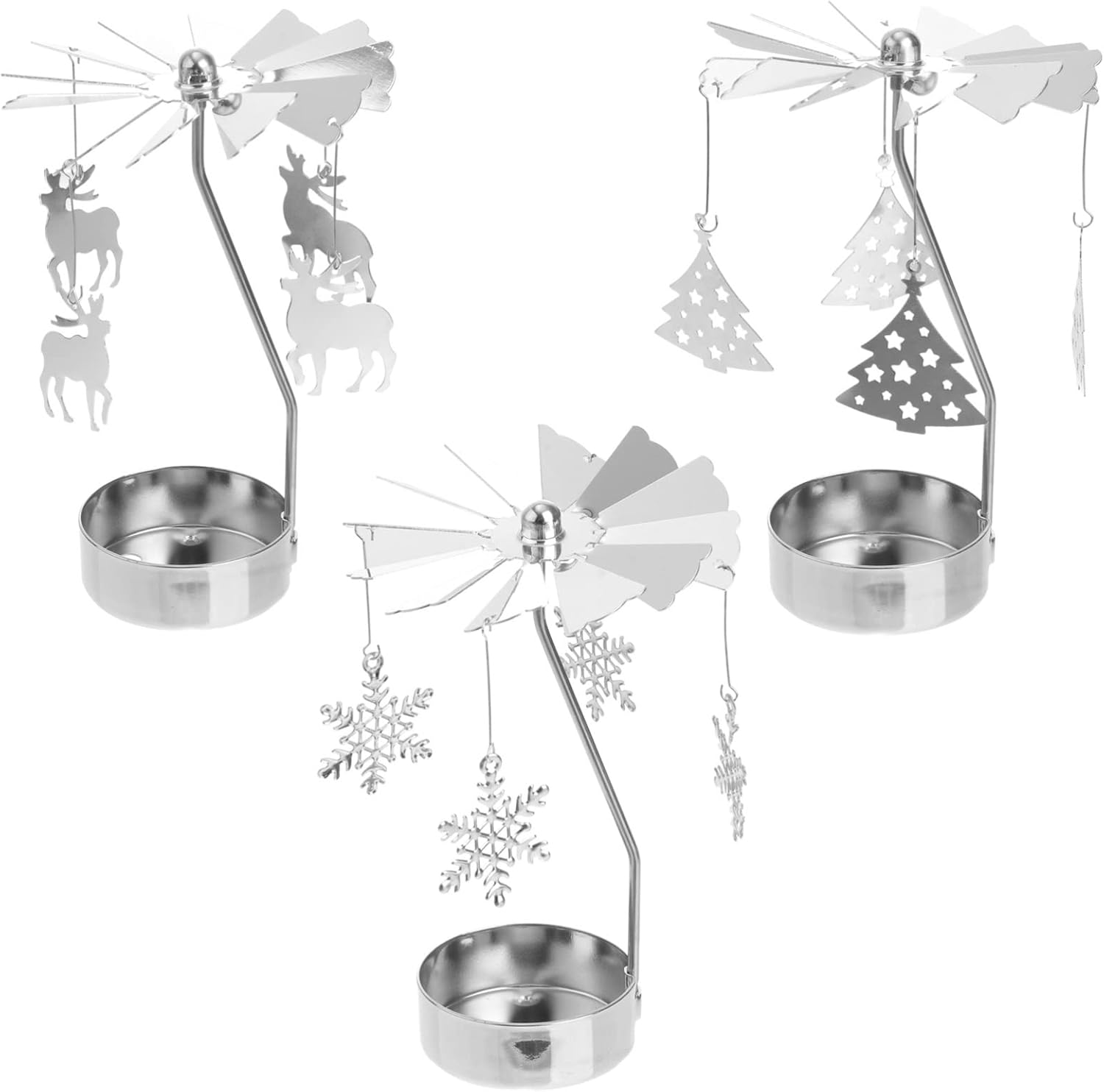 IMIKEYA 3pcs Rotating Candle Holders for Christmas Desk