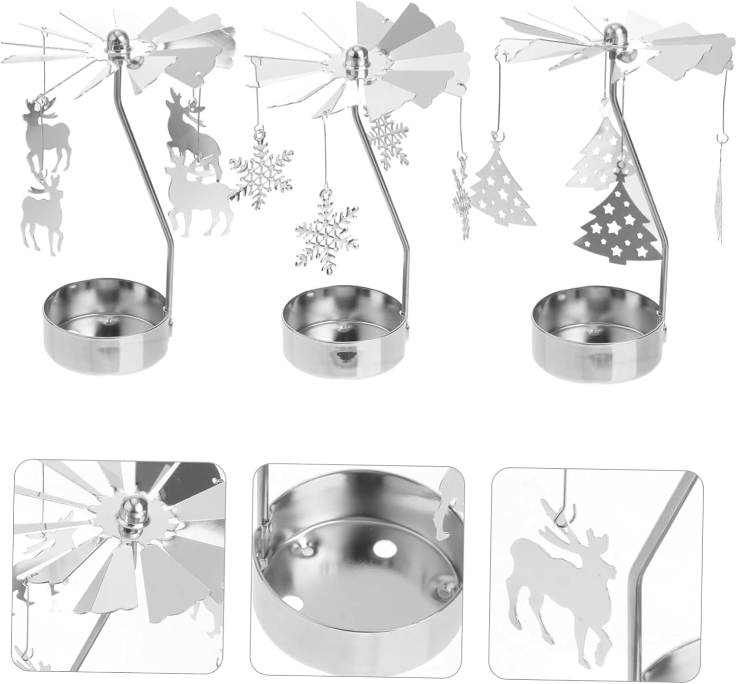 Rotating Metal Snowflake Candle Holder for Christmas Decor