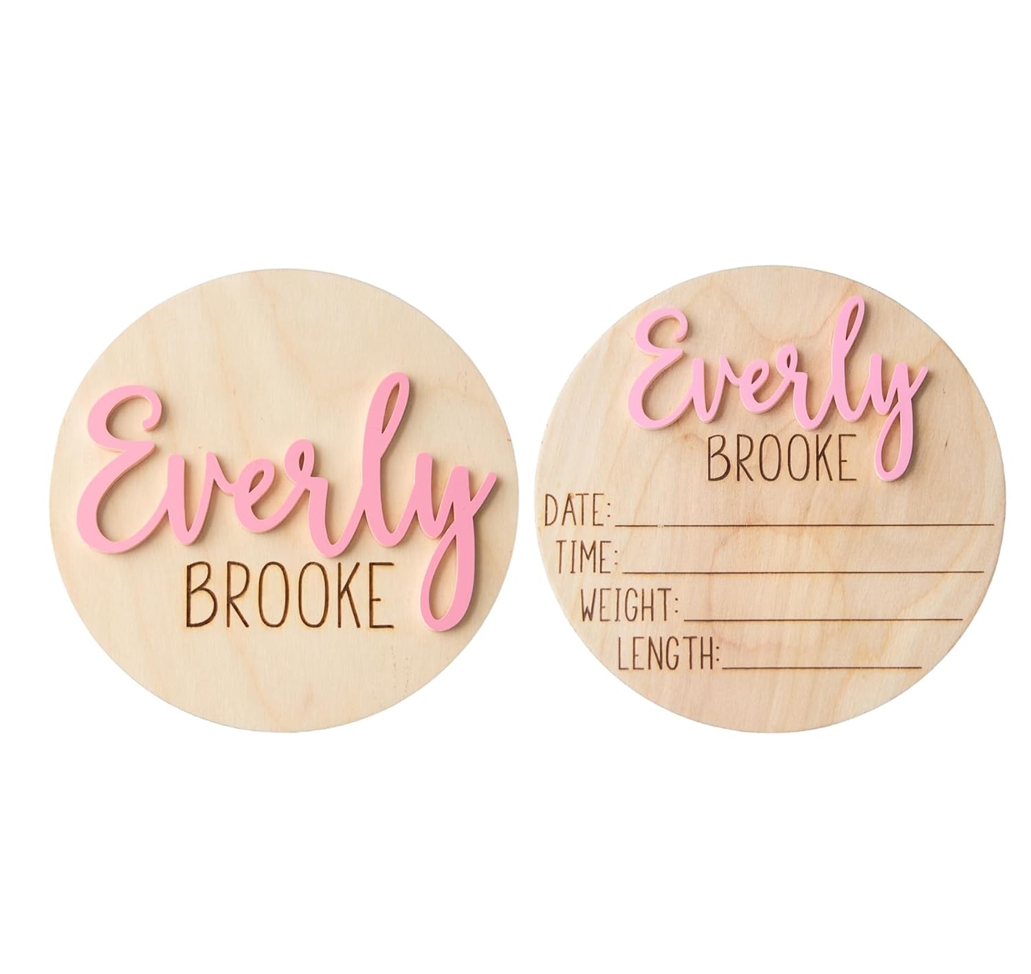 Personalized Newborn Announcement Sign - Double Sided Wooden Birth Sign