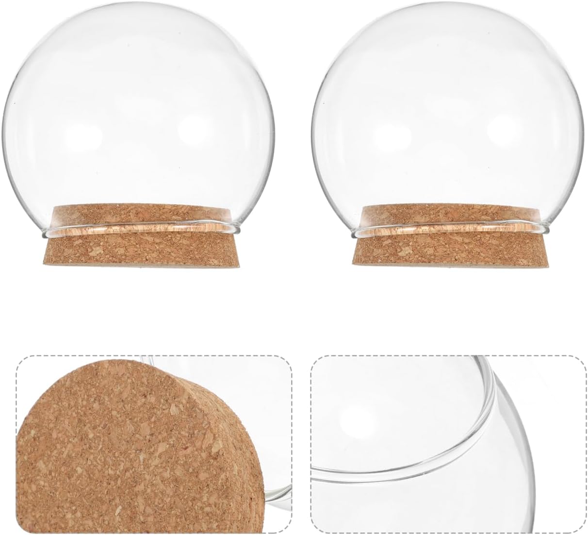5pcs Clear Glass Cloche Dome with Wooden Base for Collectibles