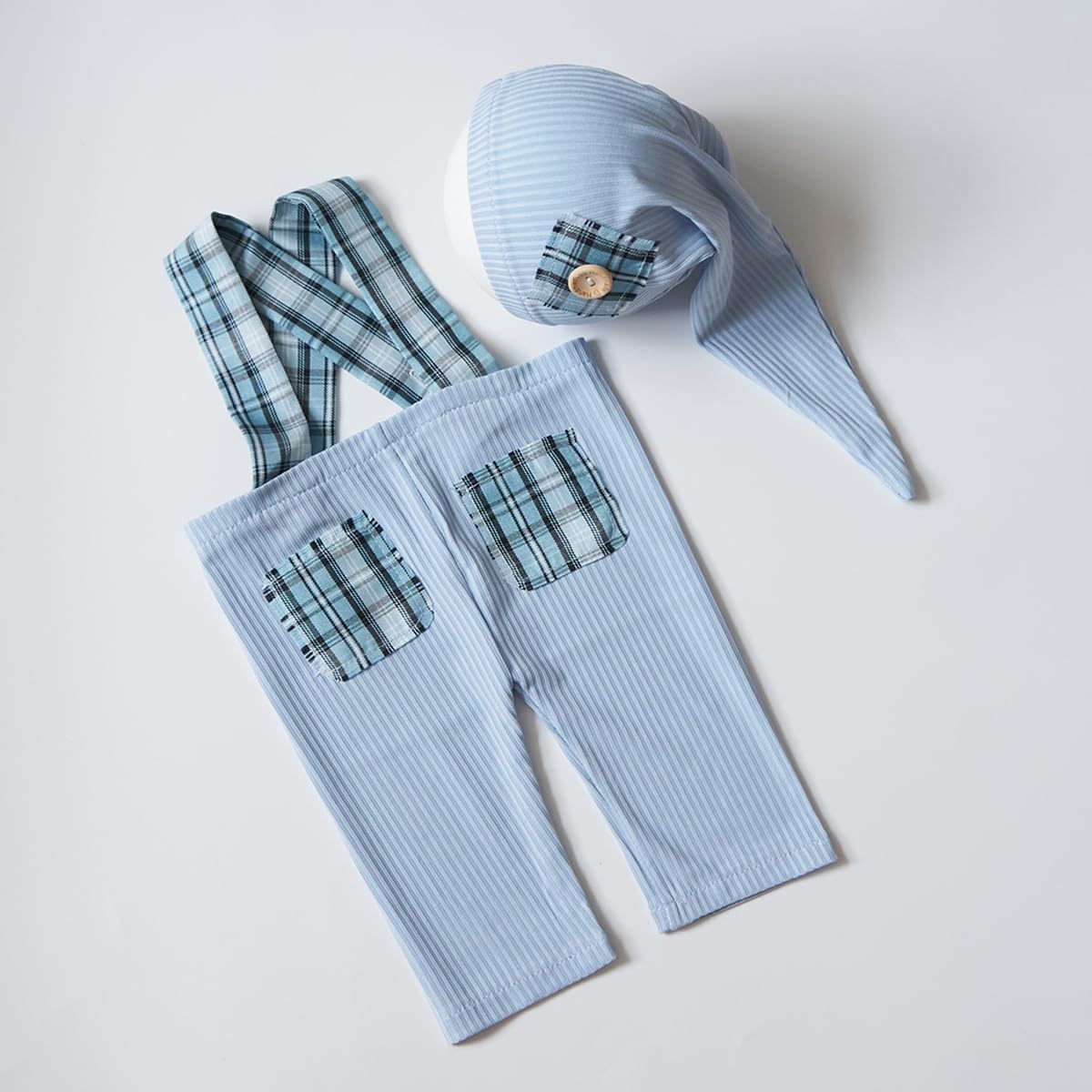 Zeroest Newborn Boy Photo Outfit with Suspenders and Hat