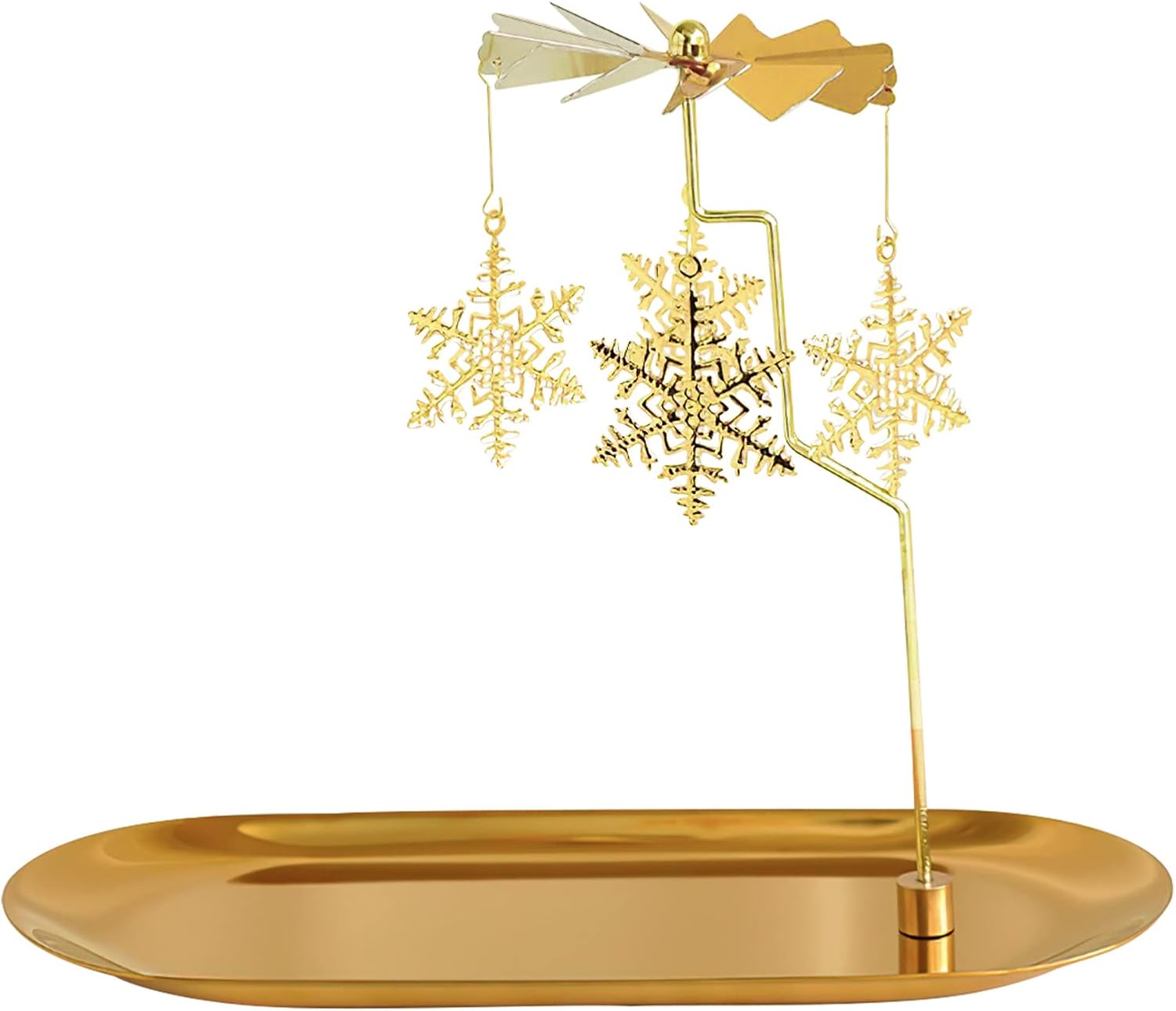 Creahaus Gold Snowflake Spinning Candle Holder with Tray