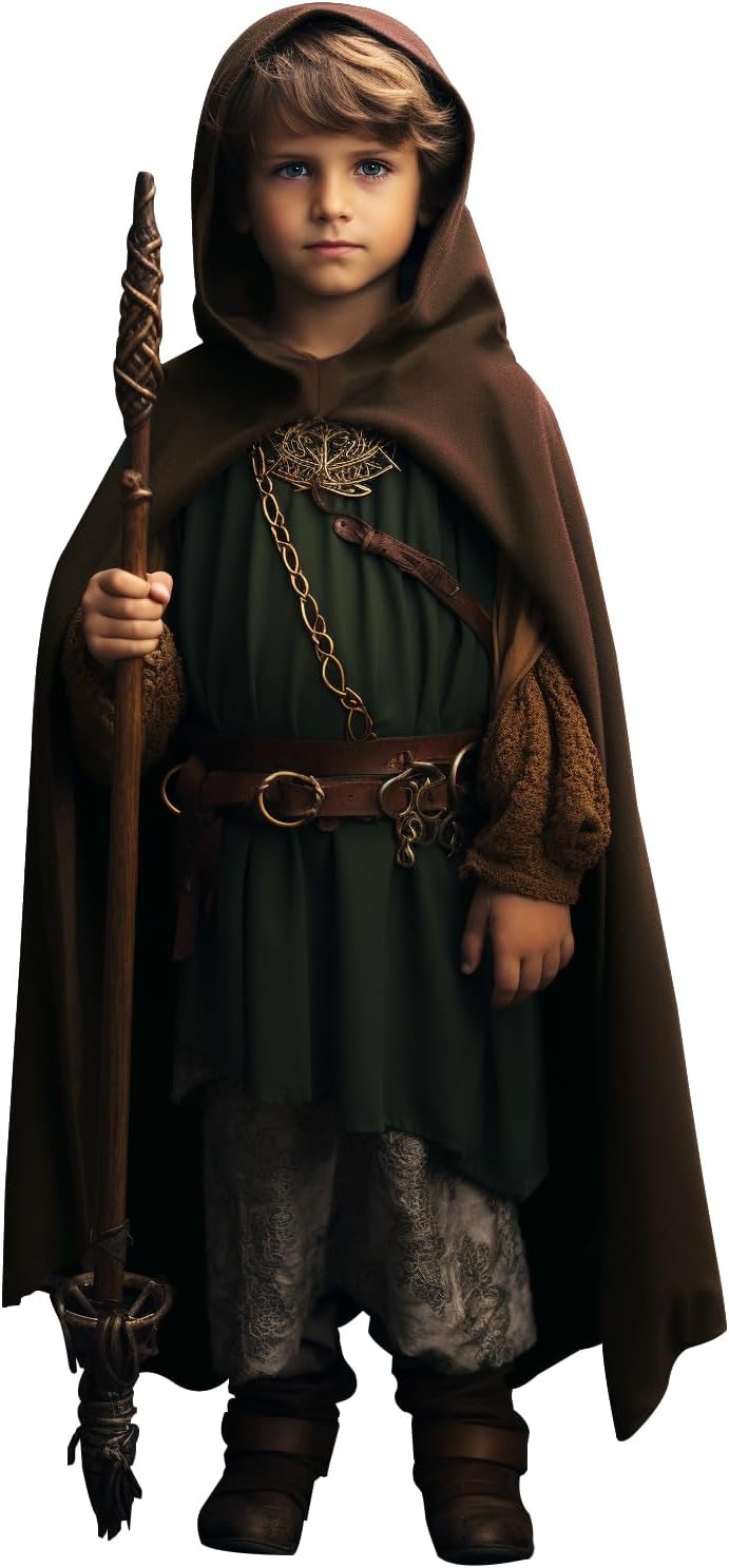 HOMELEX Boys Medieval Cloak With Hood Halloween Costume