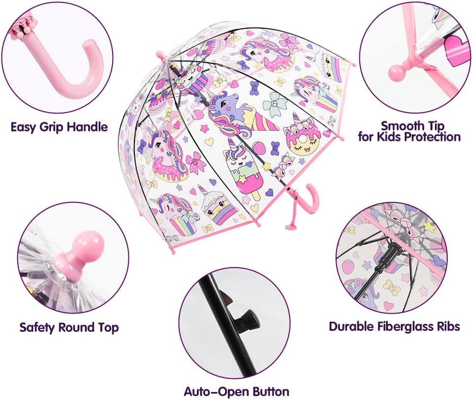 LLanxiry Clear Bubble Umbrella for Kids
