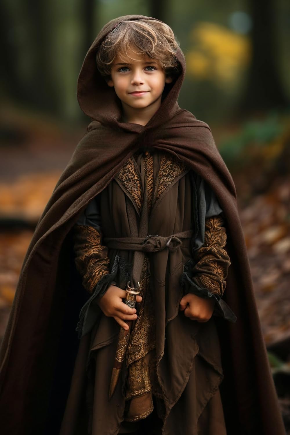 HOMELEX Boys Medieval Cloak With Hood Halloween Costume