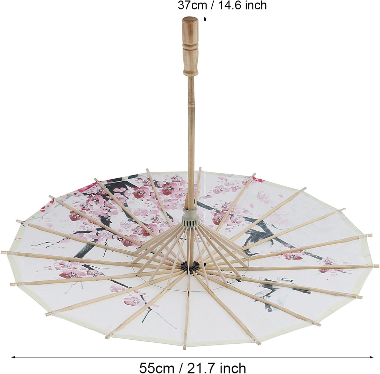Jerliflyer 22 Inch Handmade Oiled Paper Umbrella with Plum Blossom Design