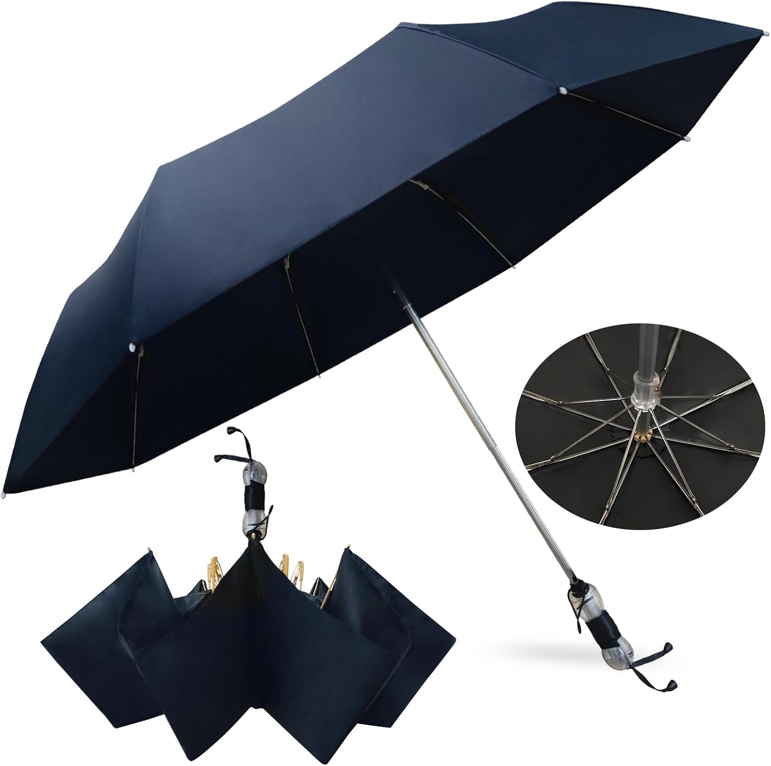 Windproof Travel Umbrella with Patented Handle Design