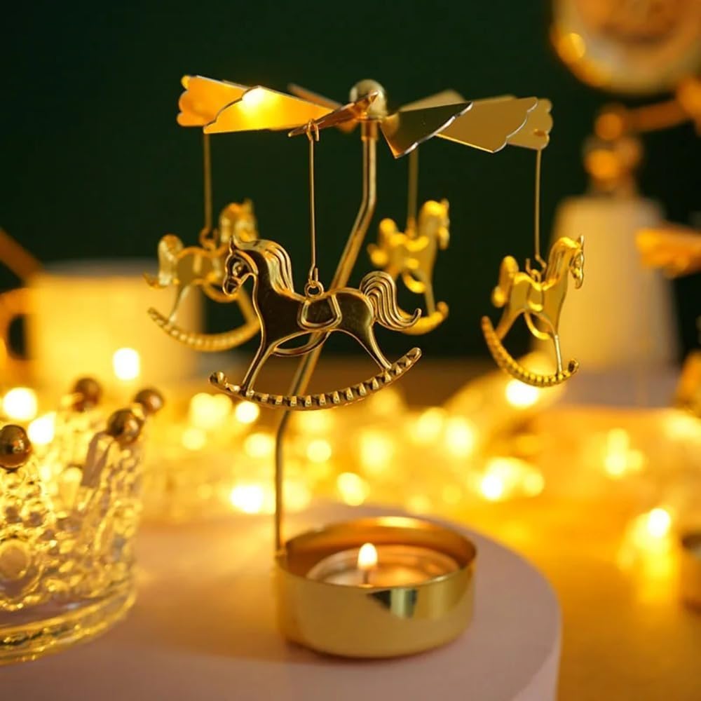 Rotating Candle Holder with Snowflake Design