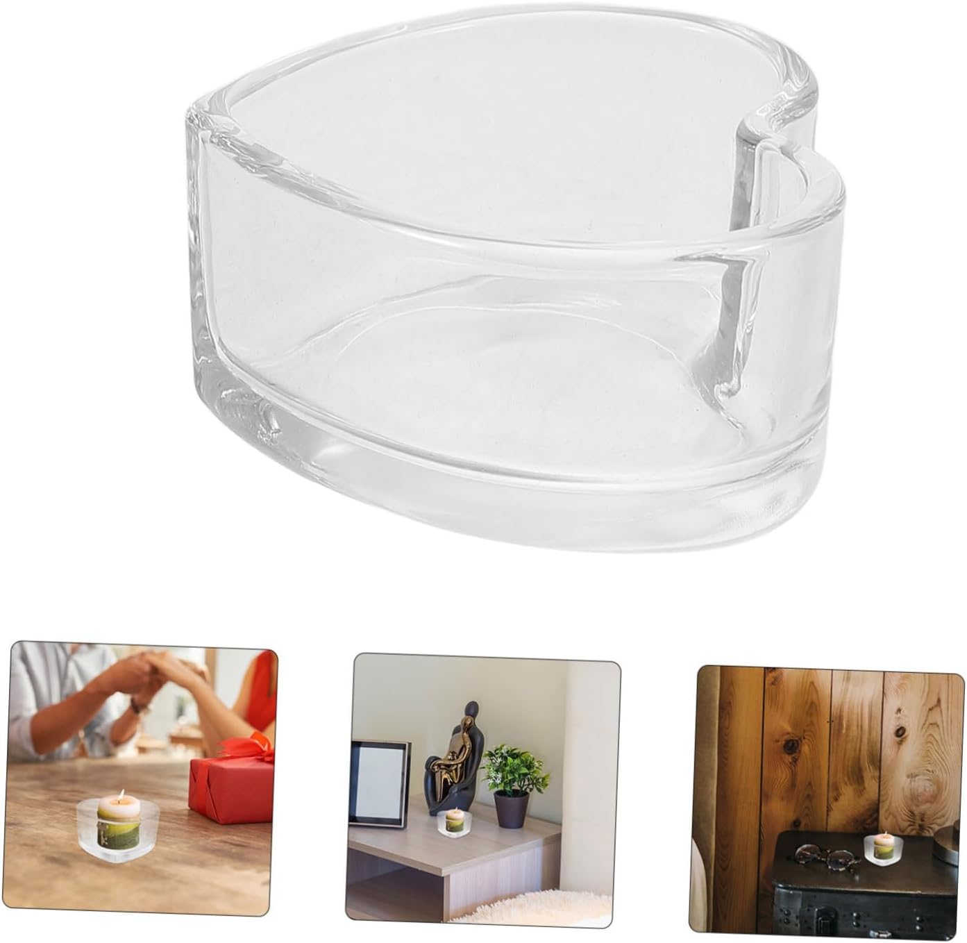 Glass Heart Shaped Tea Light Holder Elegant Decor