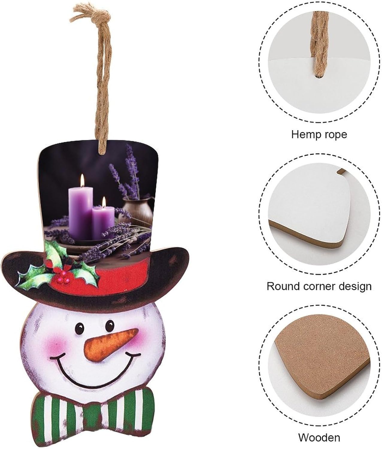 Christmas Wooden Sign with Purple Lavender and Candles
