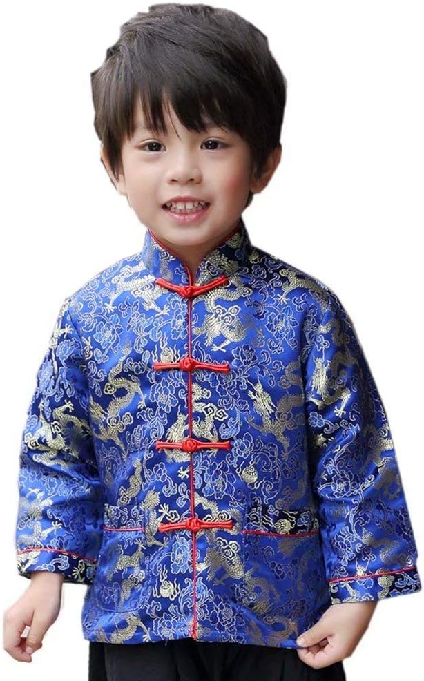 Little Boys Dragon Tang Coat Long Sleeve Costume Jacket 1