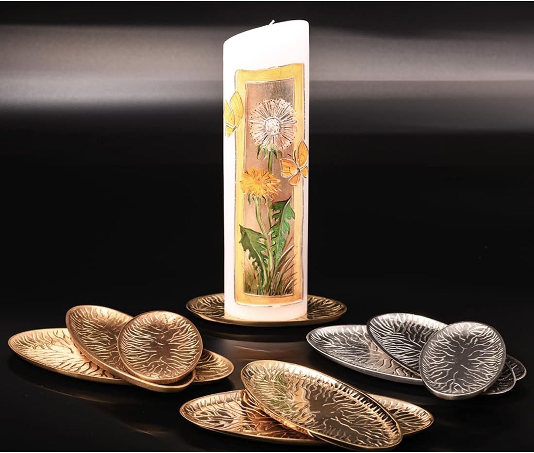 NKlaus Brass Gold Matte Candle Plate 18x9 cm