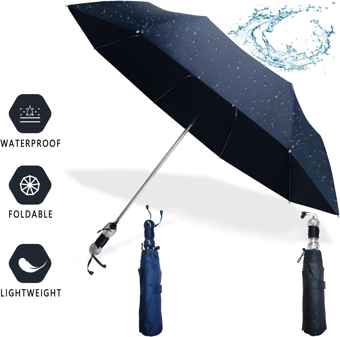 Windproof Travel Umbrella with Patented Handle Design
