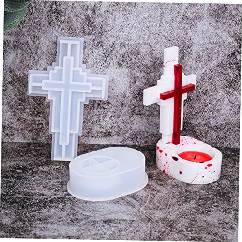 Housoutil 1Set Cross Shape Silicone Candle Stick Holder for Candle Making