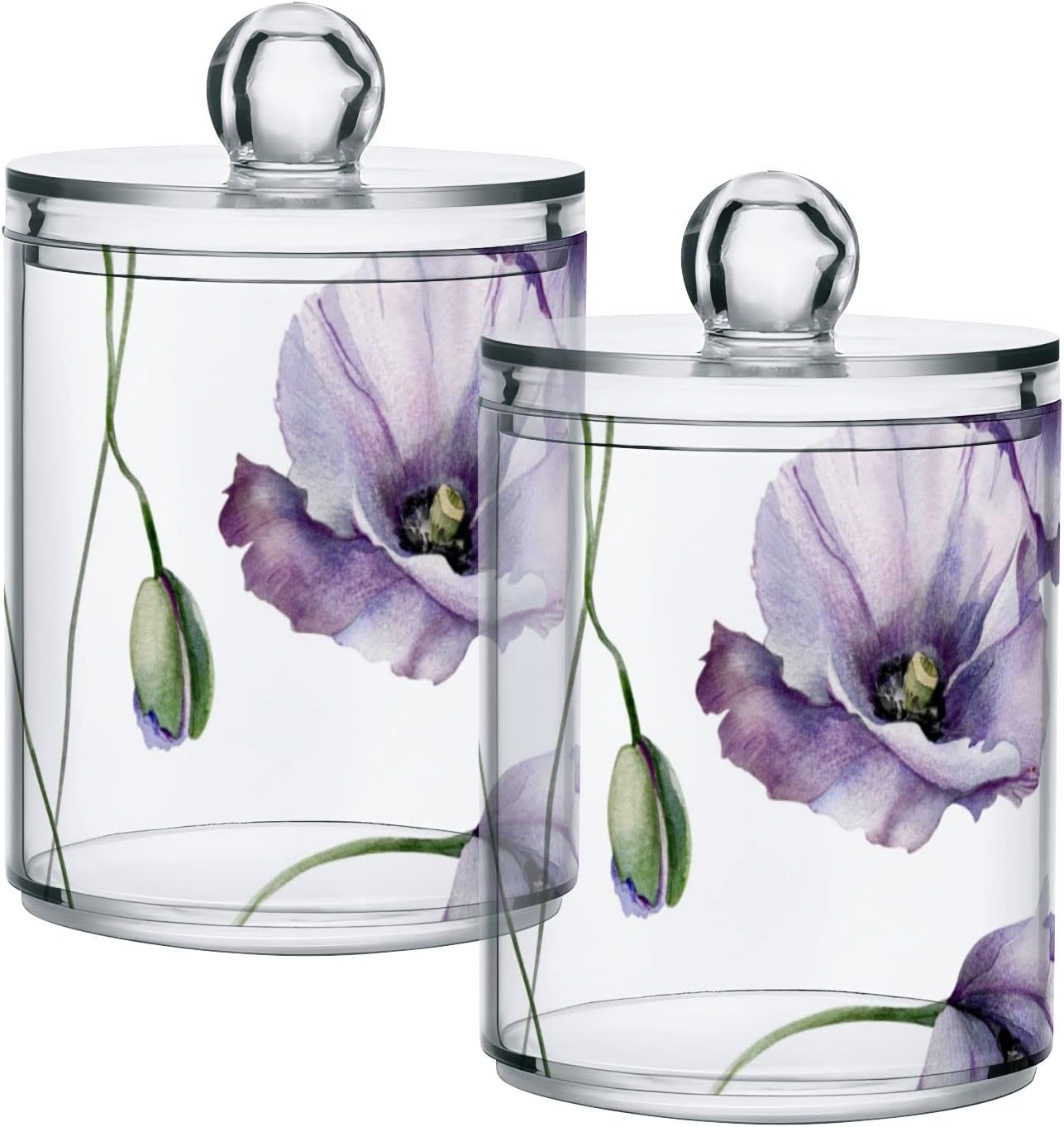 ALAZA 2 Pack QTip Holder Dispenser Clear Plastic Acrylic Jar Set