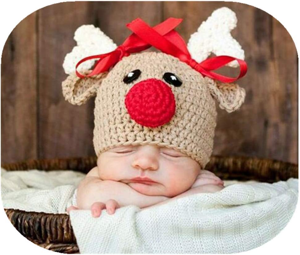 Vomdrok Newborn Christmas Deer Hat for Baby Boy Girl